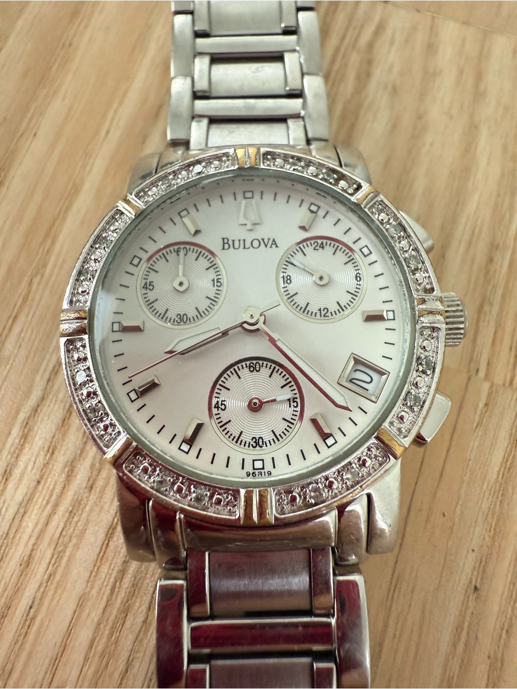 Bulova Ladies Diamond Chronograph Watch New Battery